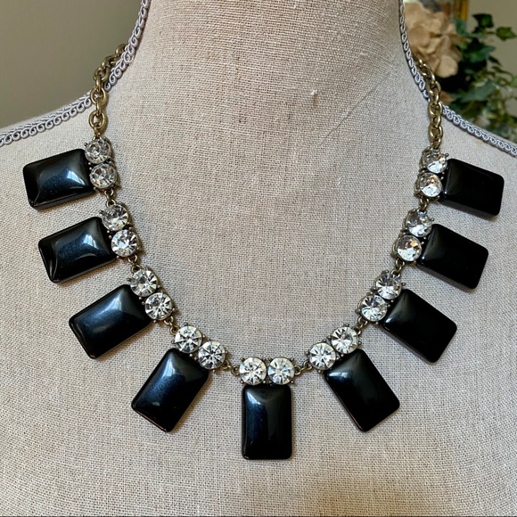 J. CREW Crystal and Black Statement Necklace - Picture 2 of 5